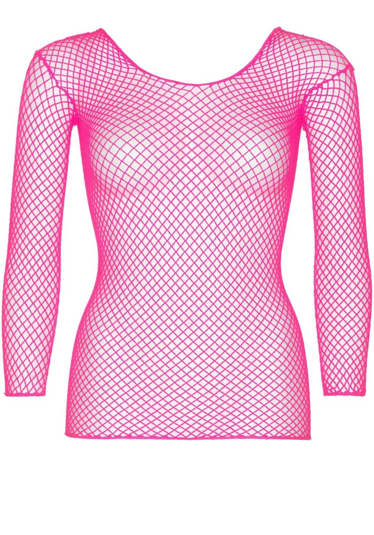Сітчастий топ Leg Avenue Long Sleeves T-Shirts Neon Pink, One Size