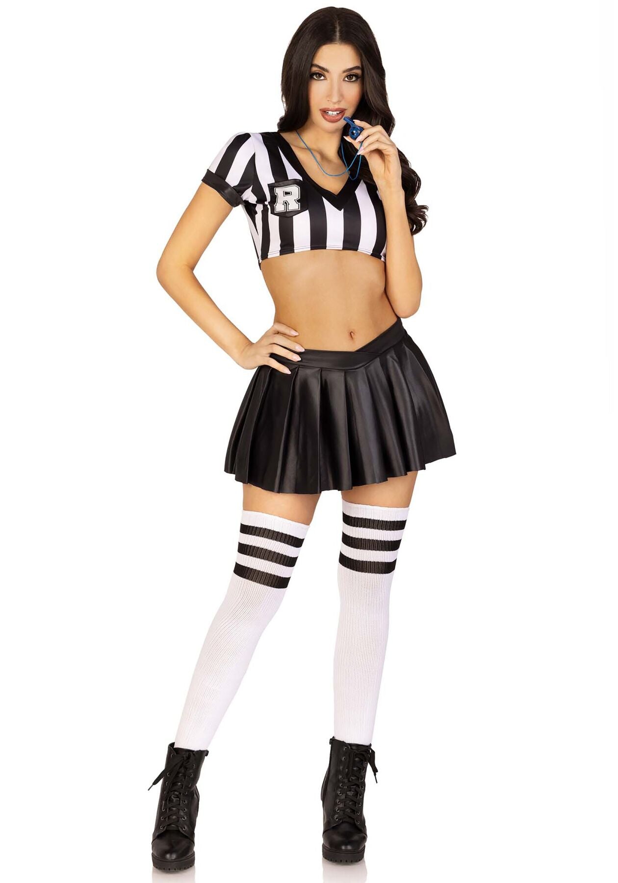 Костюм рефері Leg Avenue Time Out Referee XS, кроп-топ спідниця, свисток
