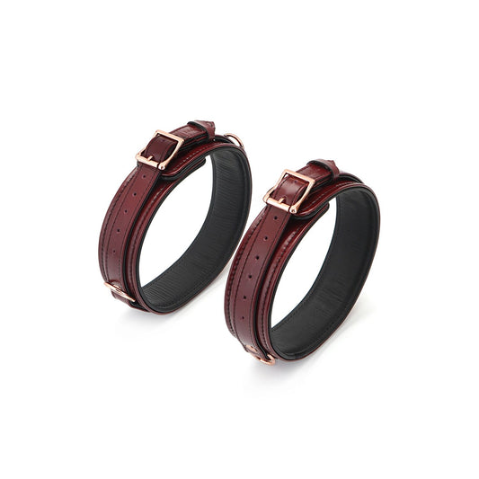Фіксатори для стегон Liebe Seele Wine Red Thigh Cuffs S Size, натуральна  шкіра