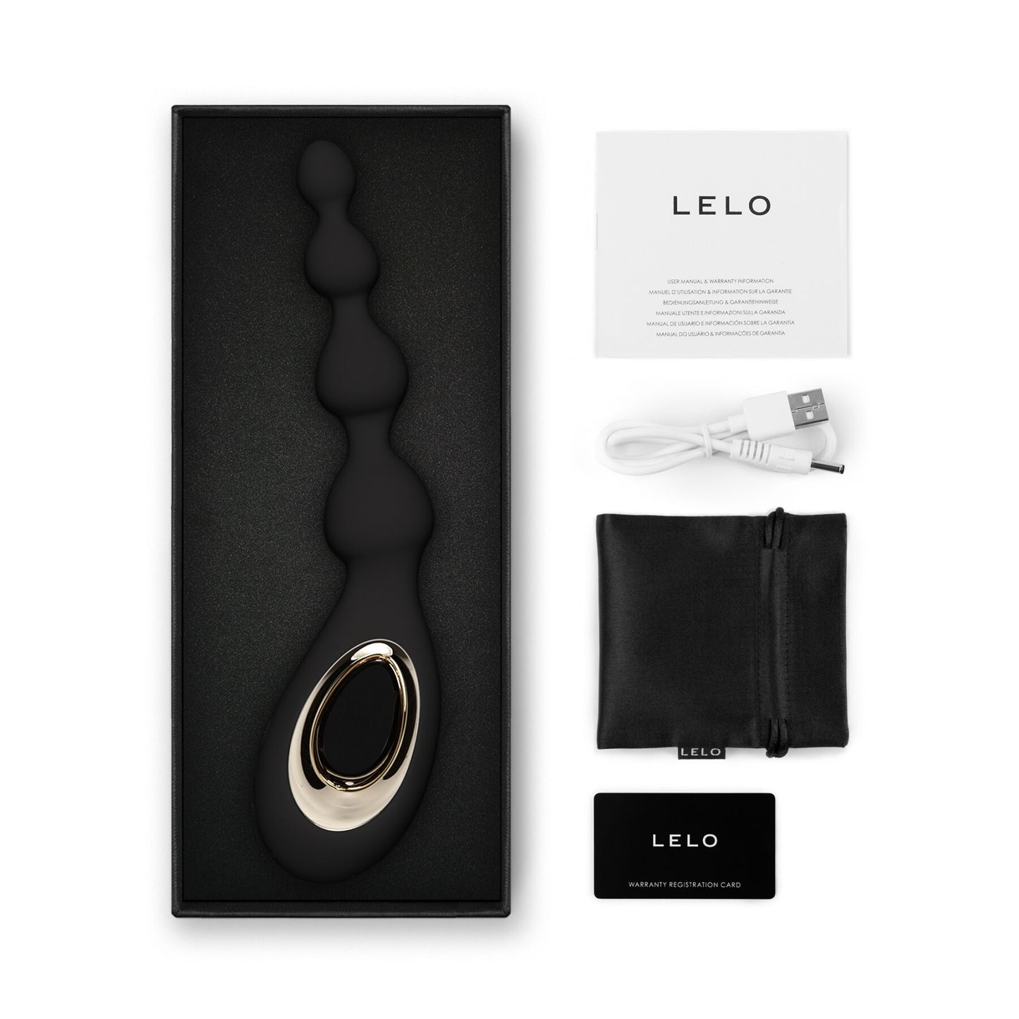 Анальне намисто з вібрацією LELO Soraya Beads Black, різний діаметр намистин, 8 режимів