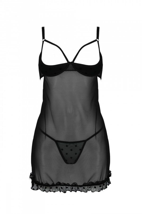 Еротичний пеньюар Passion MARINA CHEMISE, S/M, black