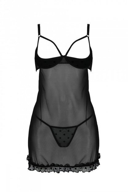 Еротичний пеньюар Passion MARINA CHEMISE, XXL/XXXL, black