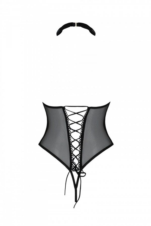 Еротичне боді Passion TRISHA BODY, S/M, black, з відкритими чашками