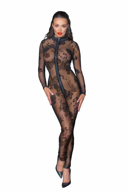 Сітчастий бодістокінг Noir Handmade F237 Long tulle overall, L