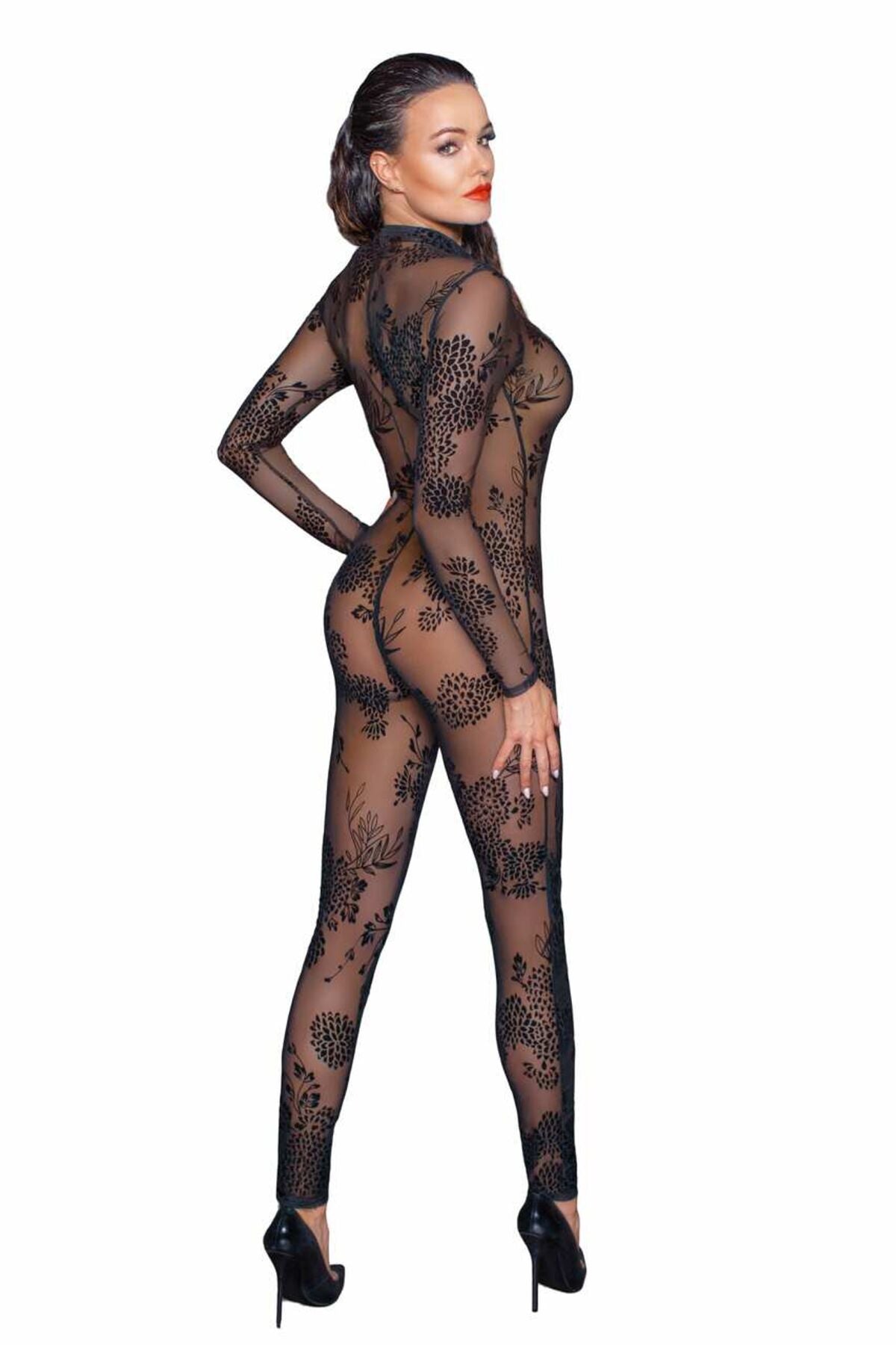Сітчастий бодістокінг Noir Handmade F237 Long tulle overall, XL