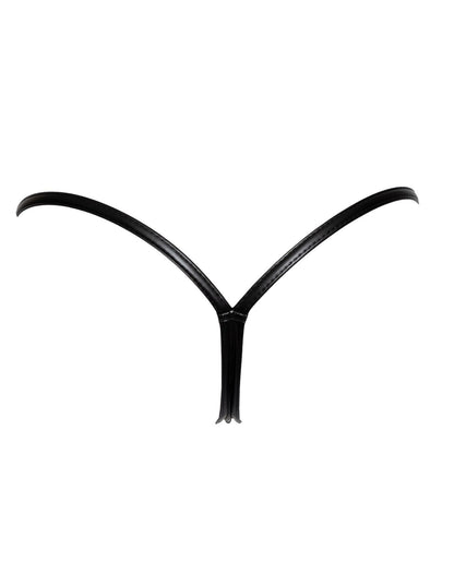 Трусики з мокрим ефектом Noir Handmade P008 Powerwetlook panty with gold clasp, M, на застібках