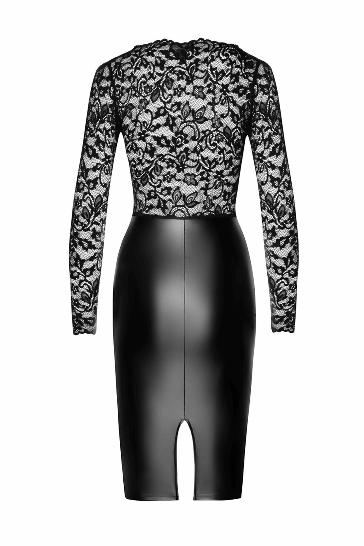 Сукня Noir Handmade F295 Euphoria, M, black, мереживо, глибоке декольте, спідниця міді під латекс