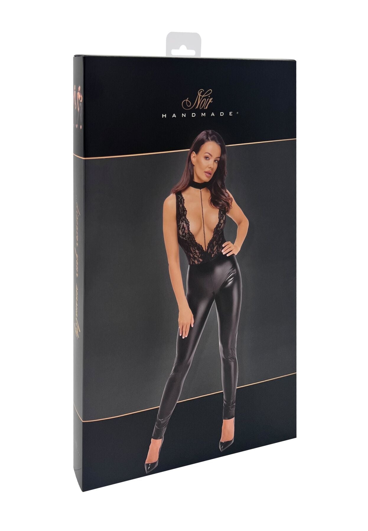 Комбінезон Noir Handmade F298 Libido, XL, під латекс, мереживний верх, чокер, знімне намисто, доступ