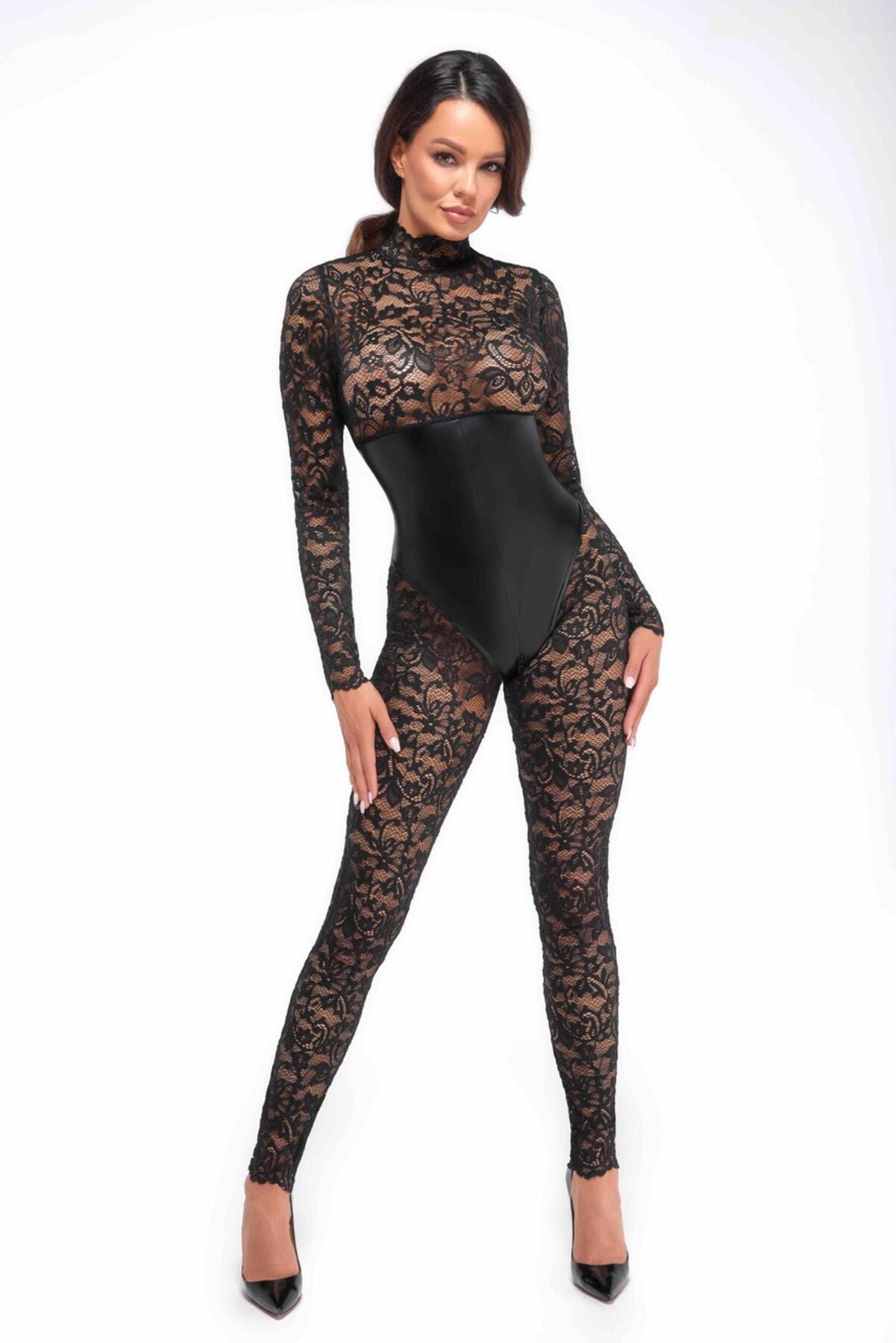 Комбінезон Noir Handmade F299 Enigma, XXL, мереживо, довгий рукав, імітація корсета, доступ