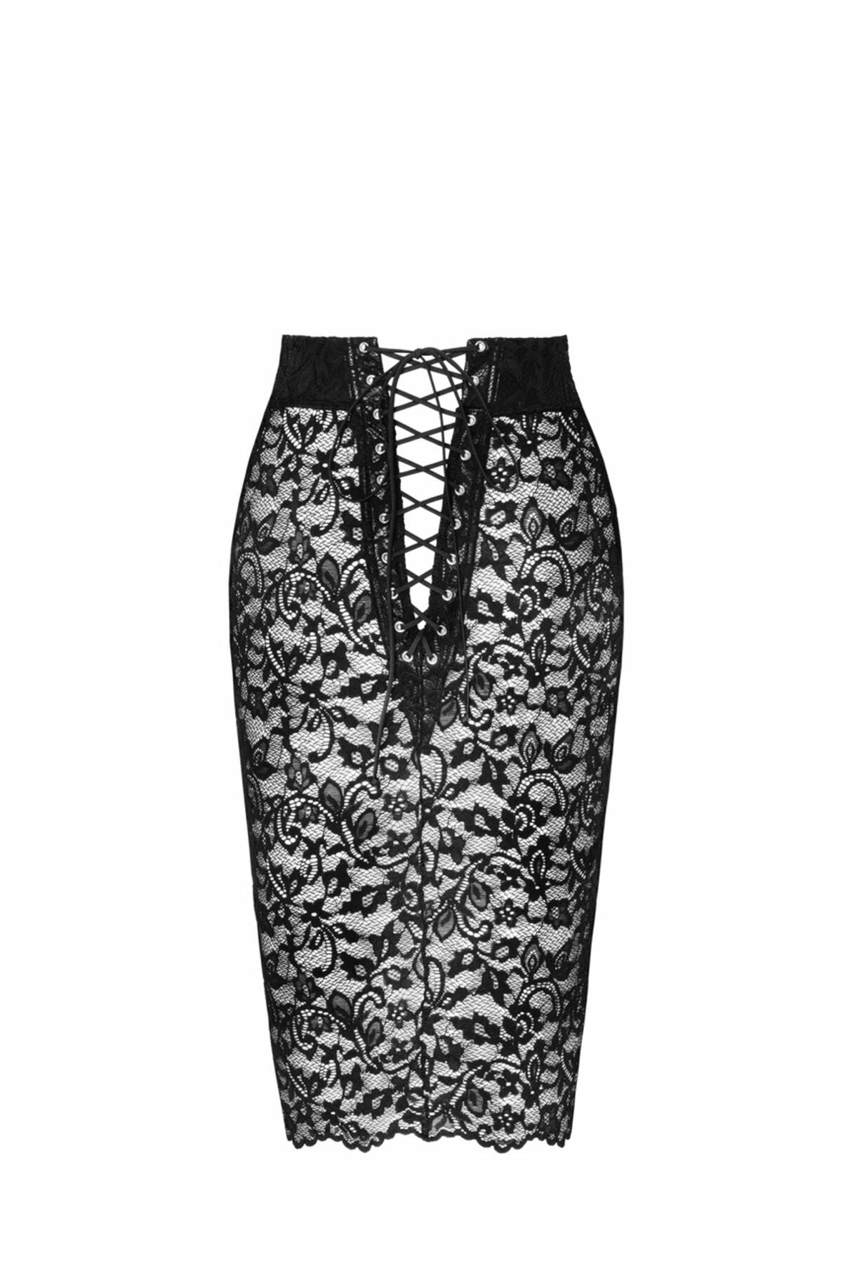 Спідниця Noir Handmade F302 Ambivalence, L, black, мереживо, довжина за коліна, шнурівка ззаду