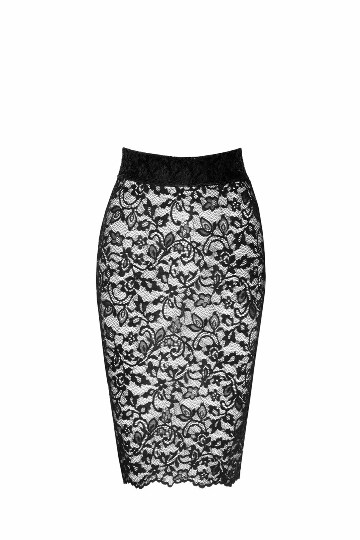 Спідниця Noir Handmade F302 Ambivalence, L, black, мереживо, довжина за коліна, шнурівка ззаду