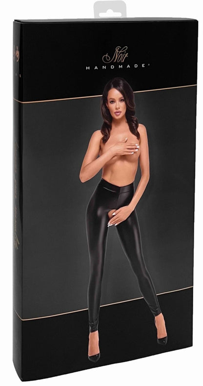 Легінси Noir Handmade F304 Taboo, M, black, під латекс, відкриті сідниці та промежина