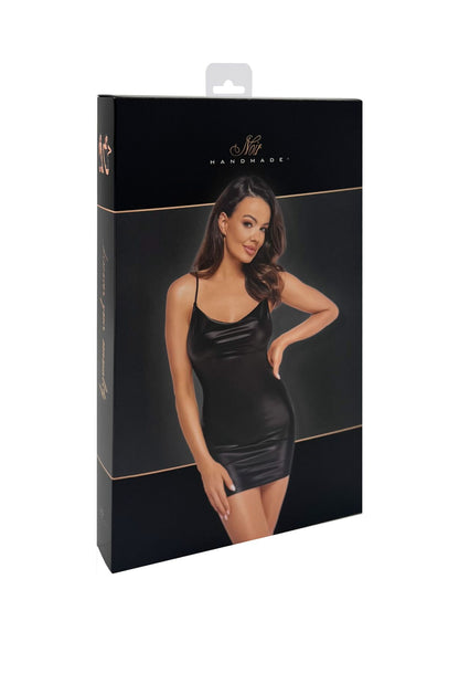 Сукня Noir Handmade F307 Mirage, XL, black, міні, під латекс, відкрита спина, декор зі стразів