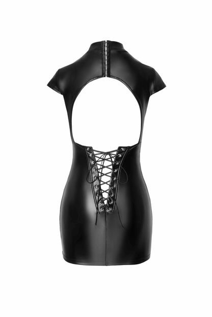 Сукня Noir Handmade F309 Fantasy, M, black, міні, під латекс, короткий рукав, шнурівка ззаду