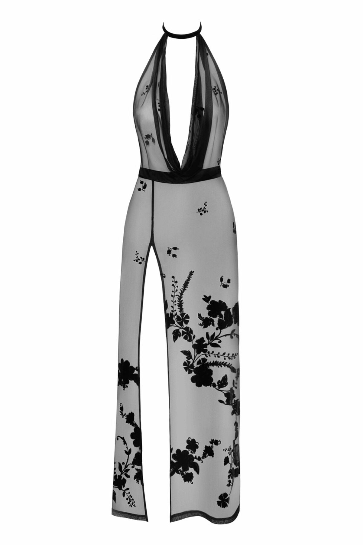Сукня Noir Handmade F312 Divinity, M, black, прозора, до підлоги, відкрита спина, розріз збоку