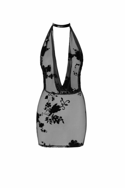 Сукня Noir Handmade F313 Mythos, S, black, прозора, міні, відкрита спина, декор зі стразів