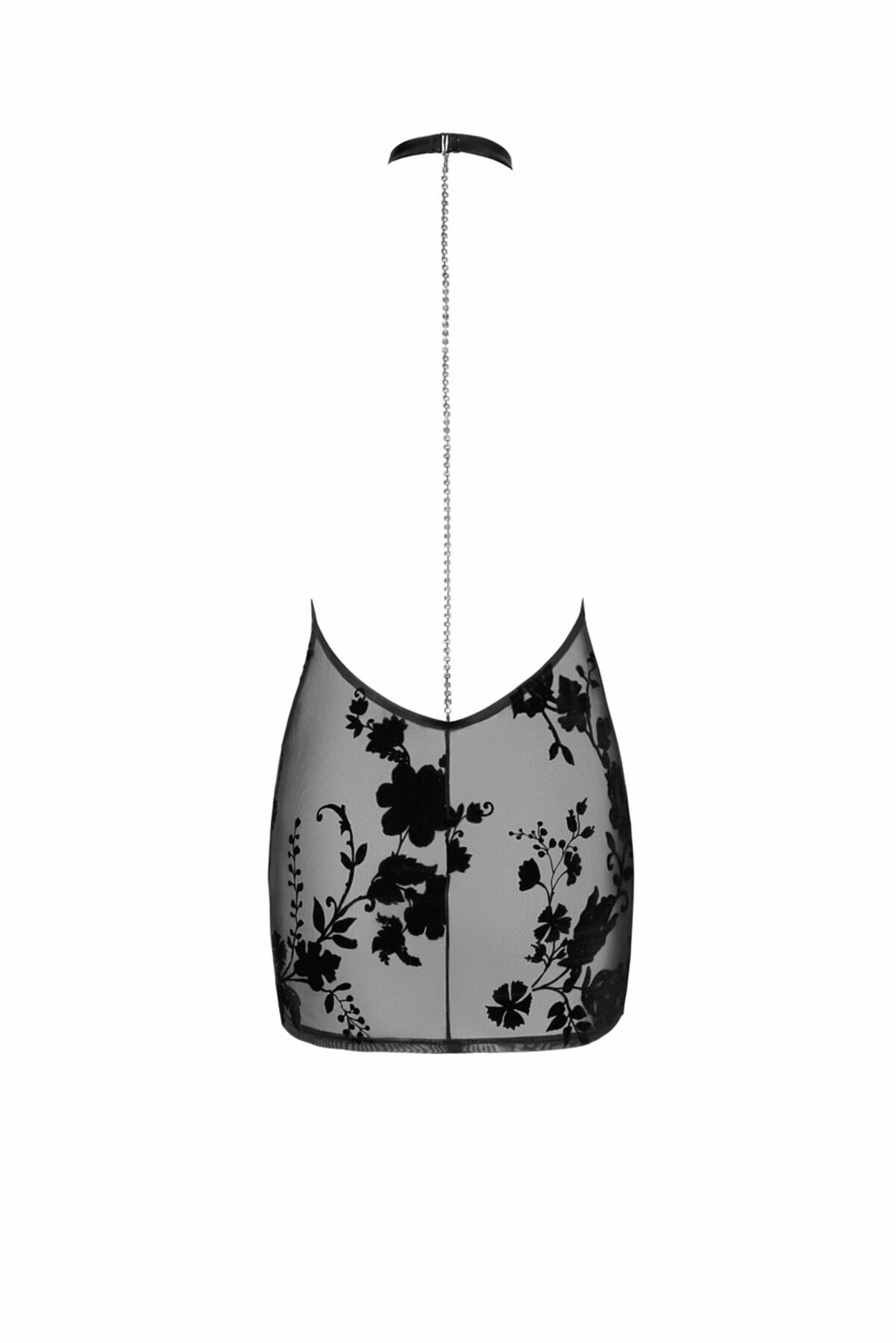 Сукня Noir Handmade F313 Mythos, L, black, прозора, міні, відкрита спина, декор зі стразів