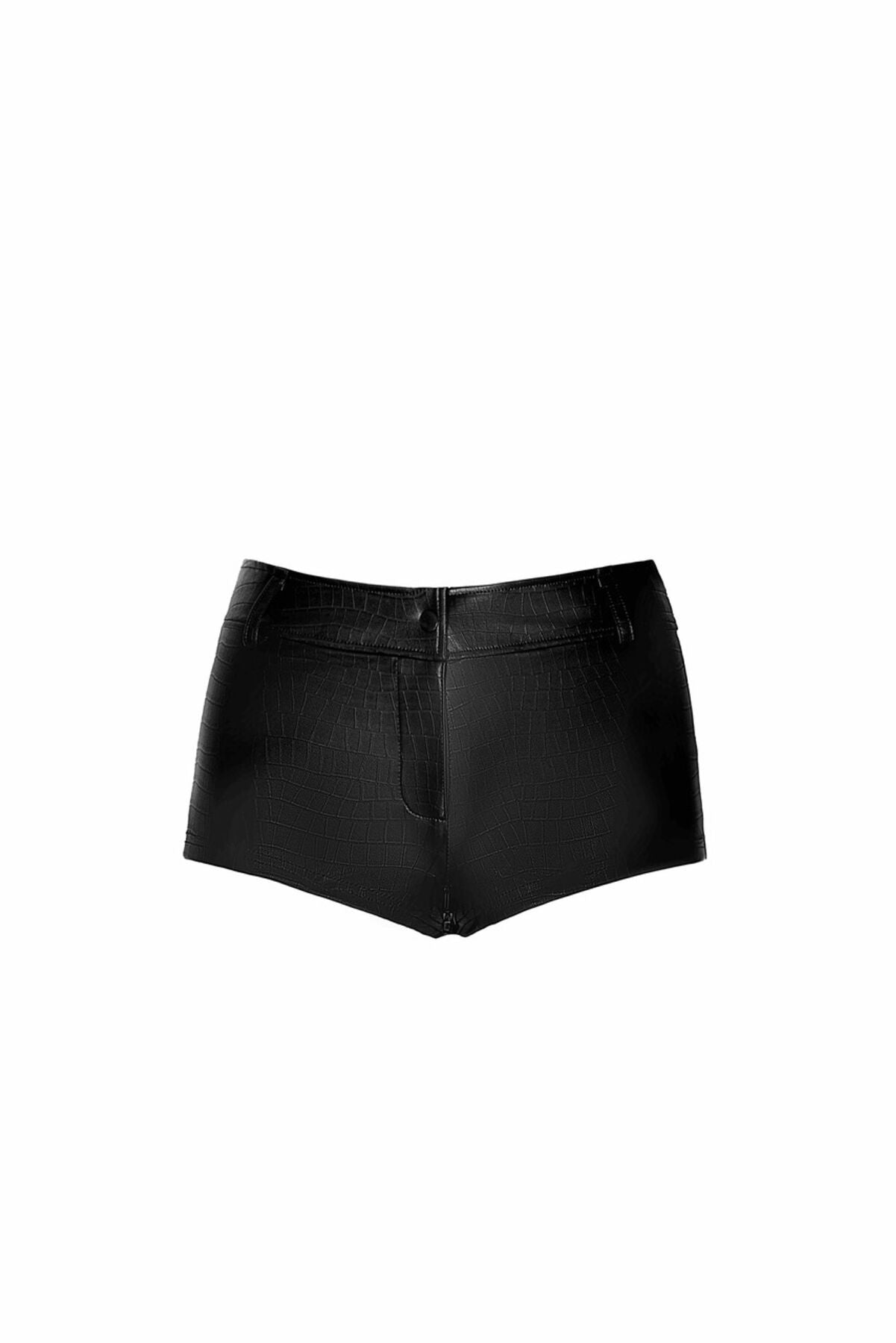 Шортики Noir Handmade F318 Wild, S, black, під латекс, крокодиловий принт, з доступом