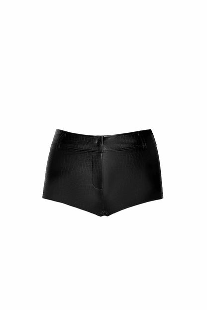 Шортики Noir Handmade F318 Wild, M, black, під латекс, крокодиловий принт, з доступом