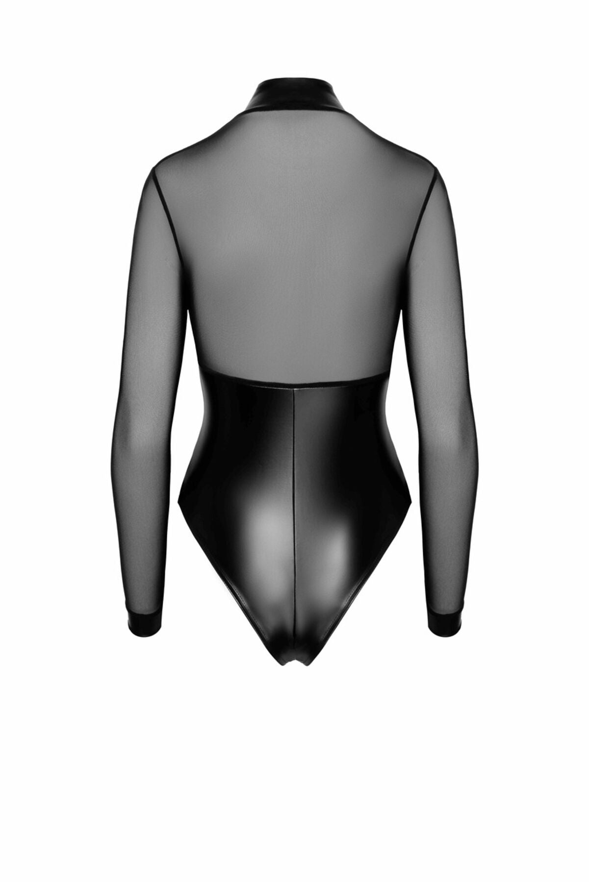 Боді Noir Handmade F321 Edge, XXL, низ під латекс, верх сітка, блискавка на все тіло, декор кільця