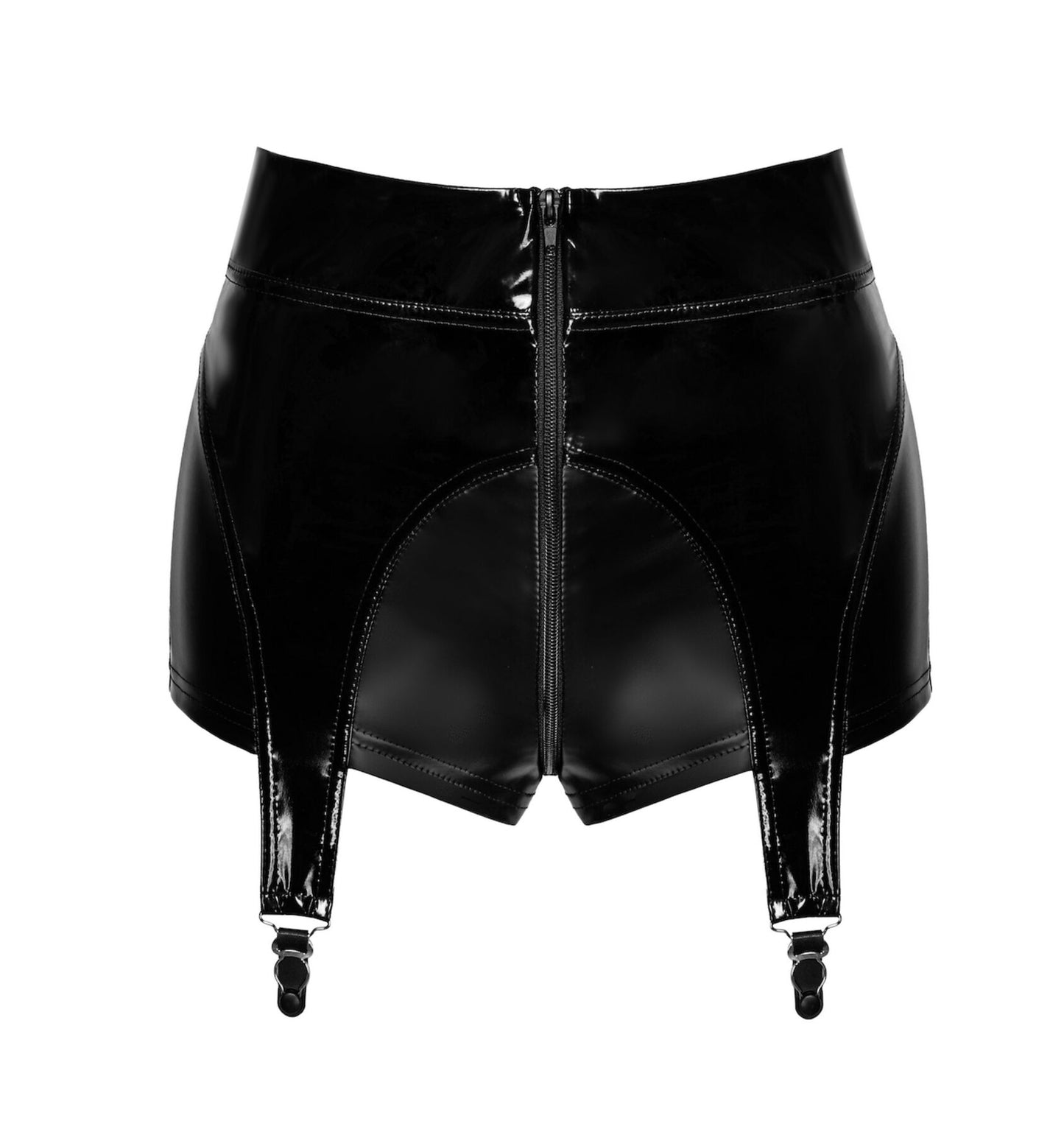 Шортики Noir Handmade F325 Glam, XXL, black, вініл, висока талія, кріплення для панчіх, з доступом
