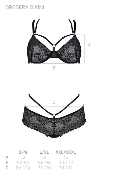 Комплект Passion DROSERA BIKINI black, L/XL, бюстгальтер і трусики-кюлоти