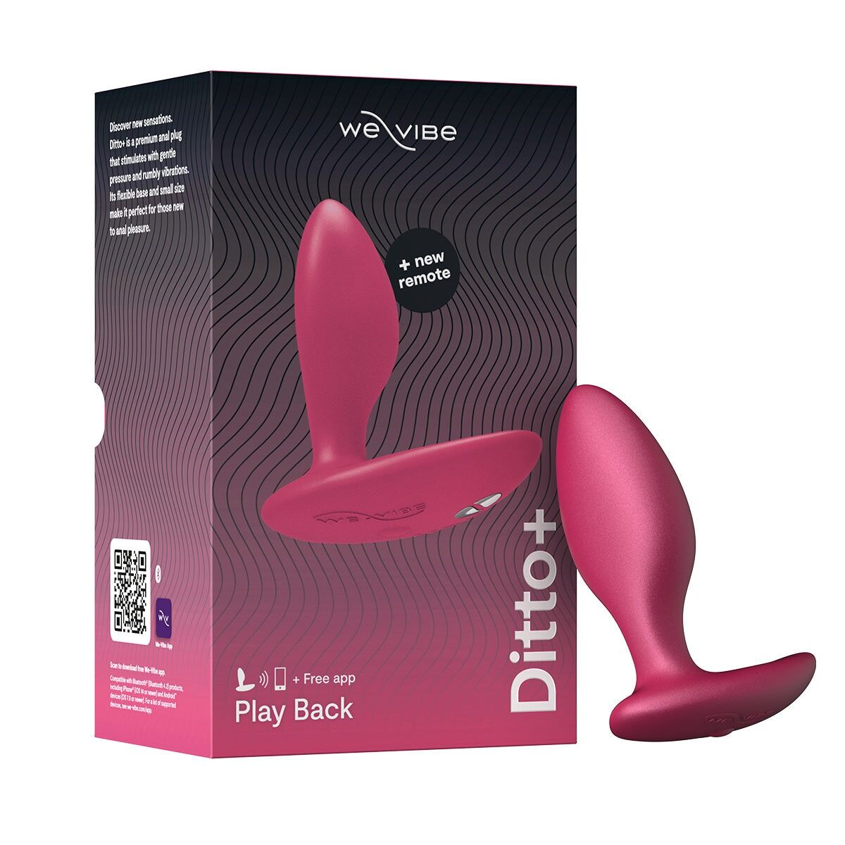 Анальна смарт-вібропробка We-Vibe Ditto+ Cosmic Pink, 10 режимів, пульт ДК