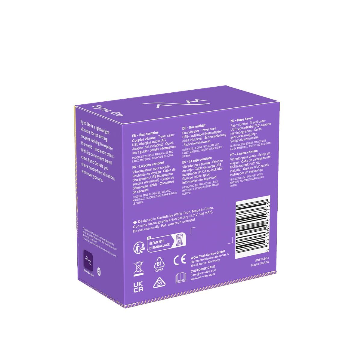 Смарт-вібратор для пар We-Vibe Sync GO Light Purple, тревел-кейс, пульт ДК