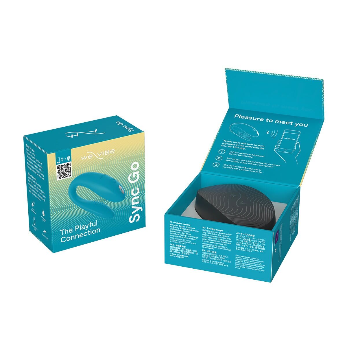 Смарт-вібратор для пар We-Vibe Sync GO Turquoise, тревел-кейс, пульт ДК