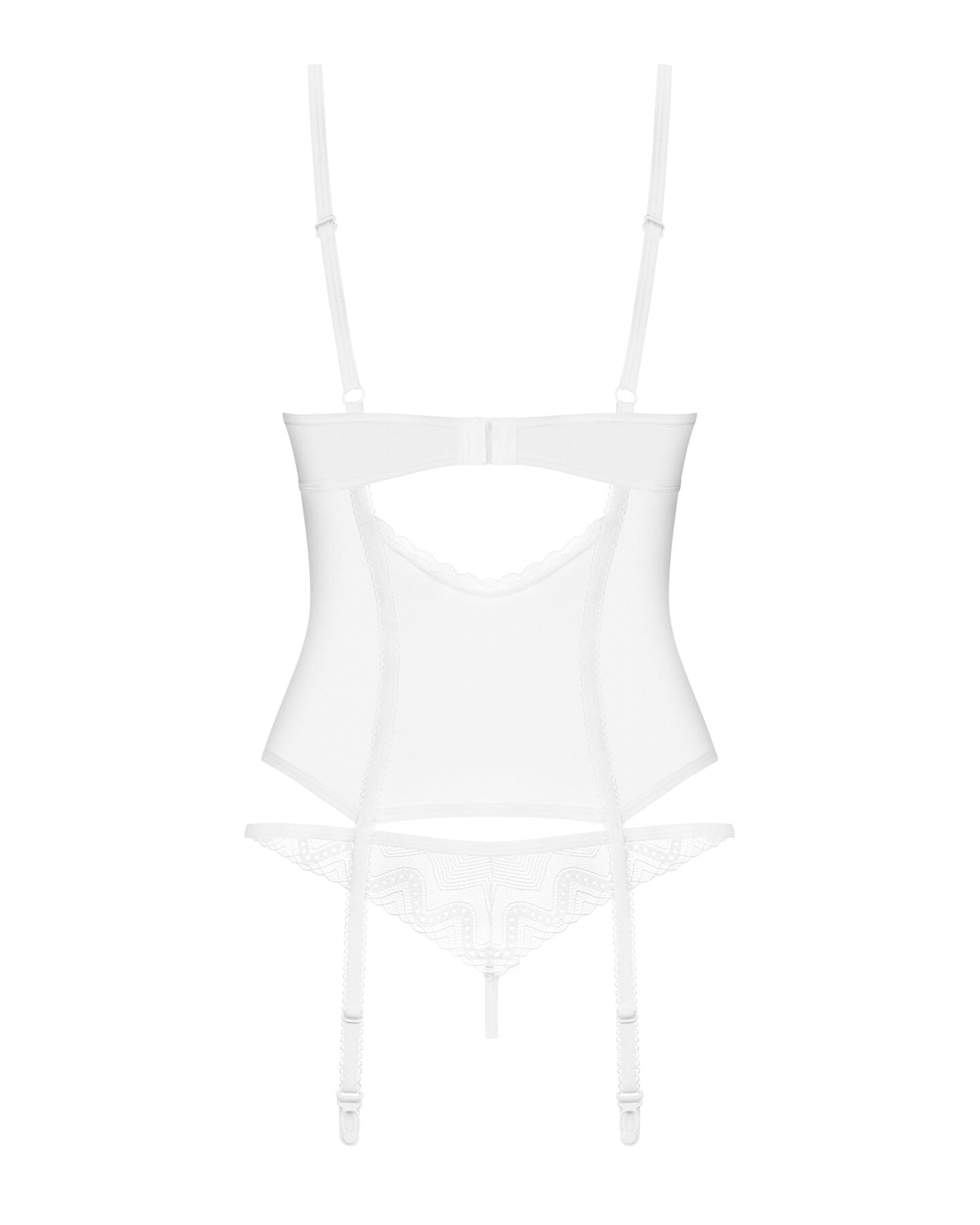 Корсет Obsessive Alissium corset & thong, XS/S, гнучкі кісточки, відкрита спина, стрінги в комплекті