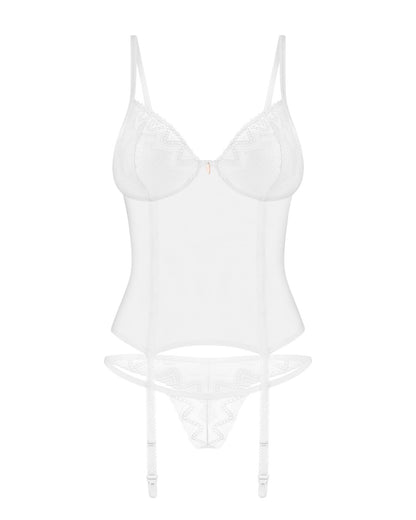 Корсет Obsessive Alissium corset & thong, M/L, гнучкі кісточки, відкрита спина, стрінги в комплекті