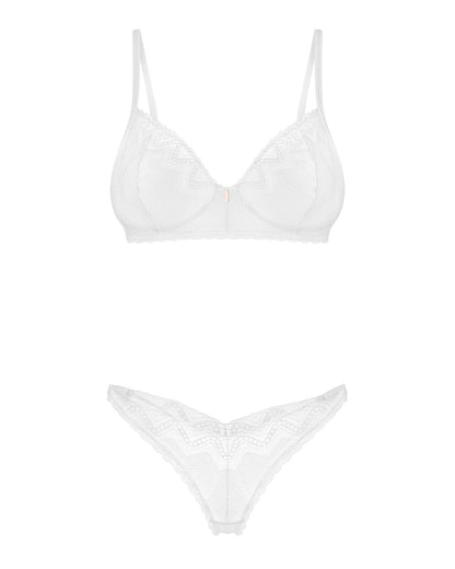 Комплект Obsessive Alissium 2-pcs set, M/L, мереживо, ліф з м’якою чашкою, трусики танга