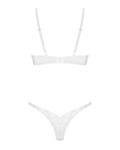 Комплект Obsessive Alissium 2-pcs set, M/L, мереживо, ліф з м’якою чашкою, трусики танга