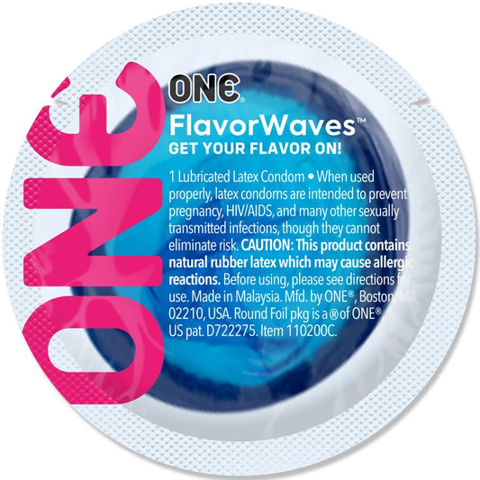 Ароматизований презерватив ONE FlavorWaves Bubblegum, 1 шт, фіолетовий, запах жувальної гумки