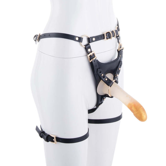 Страпон LOCKINK SEVANDA Queen Sheba Strapon Golden Dildo, регульовані кріплення, силіконовий дилдо