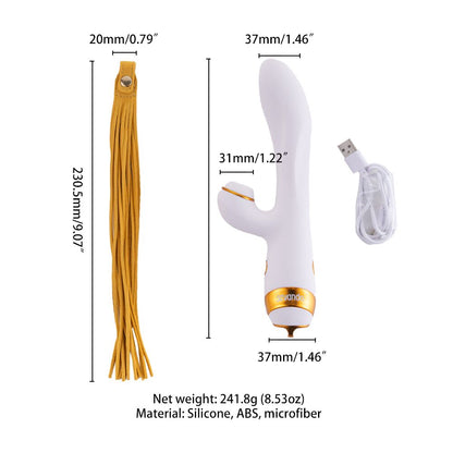 Вібратор-кролик з пульсацією та флогером LOCKINK SEVANDA Whip Vibrating Massage Wand, біло-золотий
