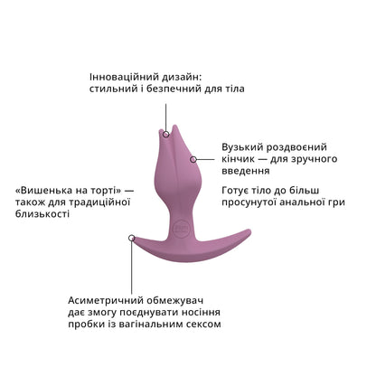 Анальна пробка Fun Factory BOOTIE FEM, рожева, у вигляді бутона, діаметр 2,9 см, тонкий обмежувач