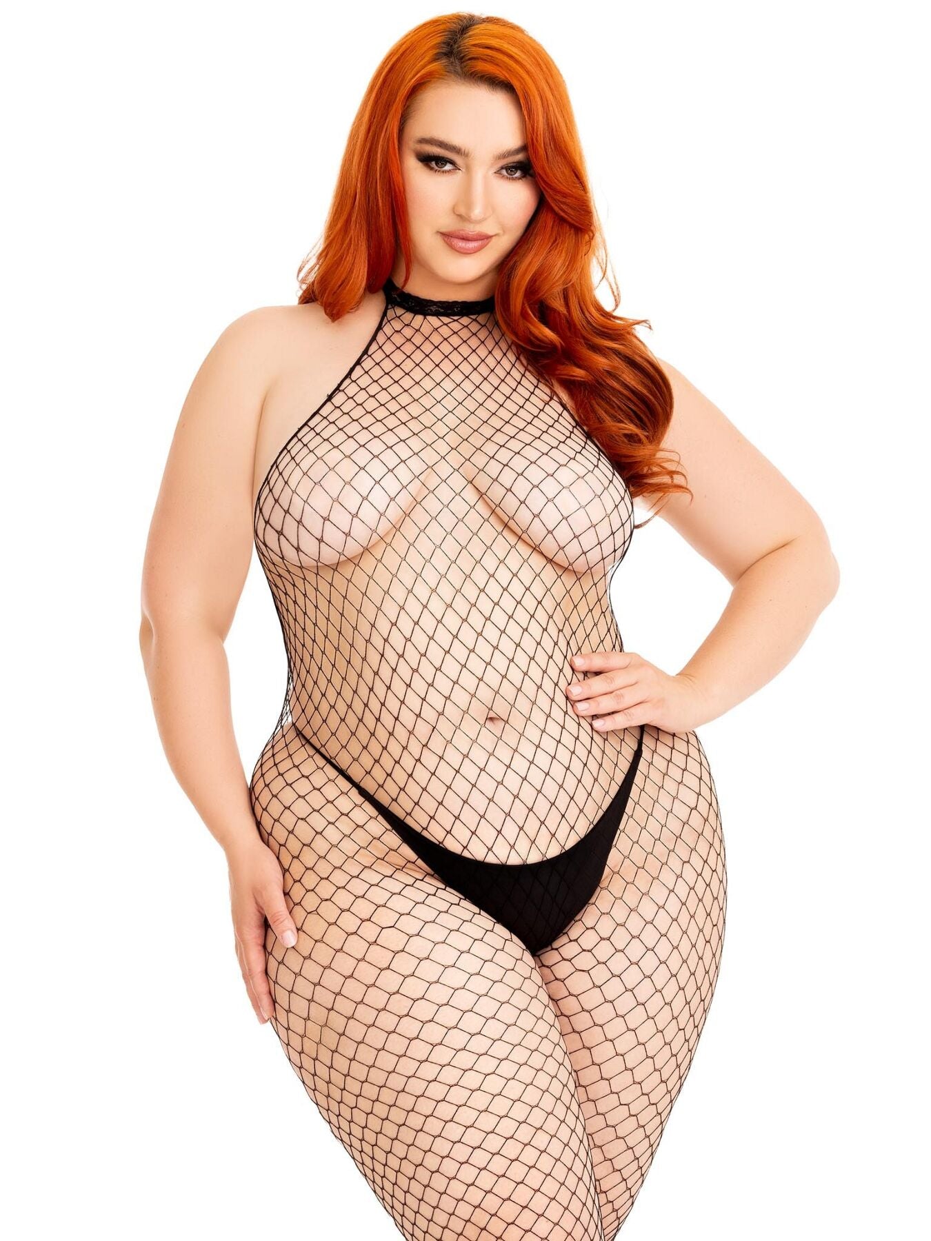 Бодістокінг Leg Avenue Racer neck bodystocking Black Queen Size