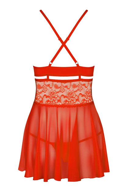 Бебі-дол Obsessive 838-BAB-3 babydoll & thong red 2XL/3XL