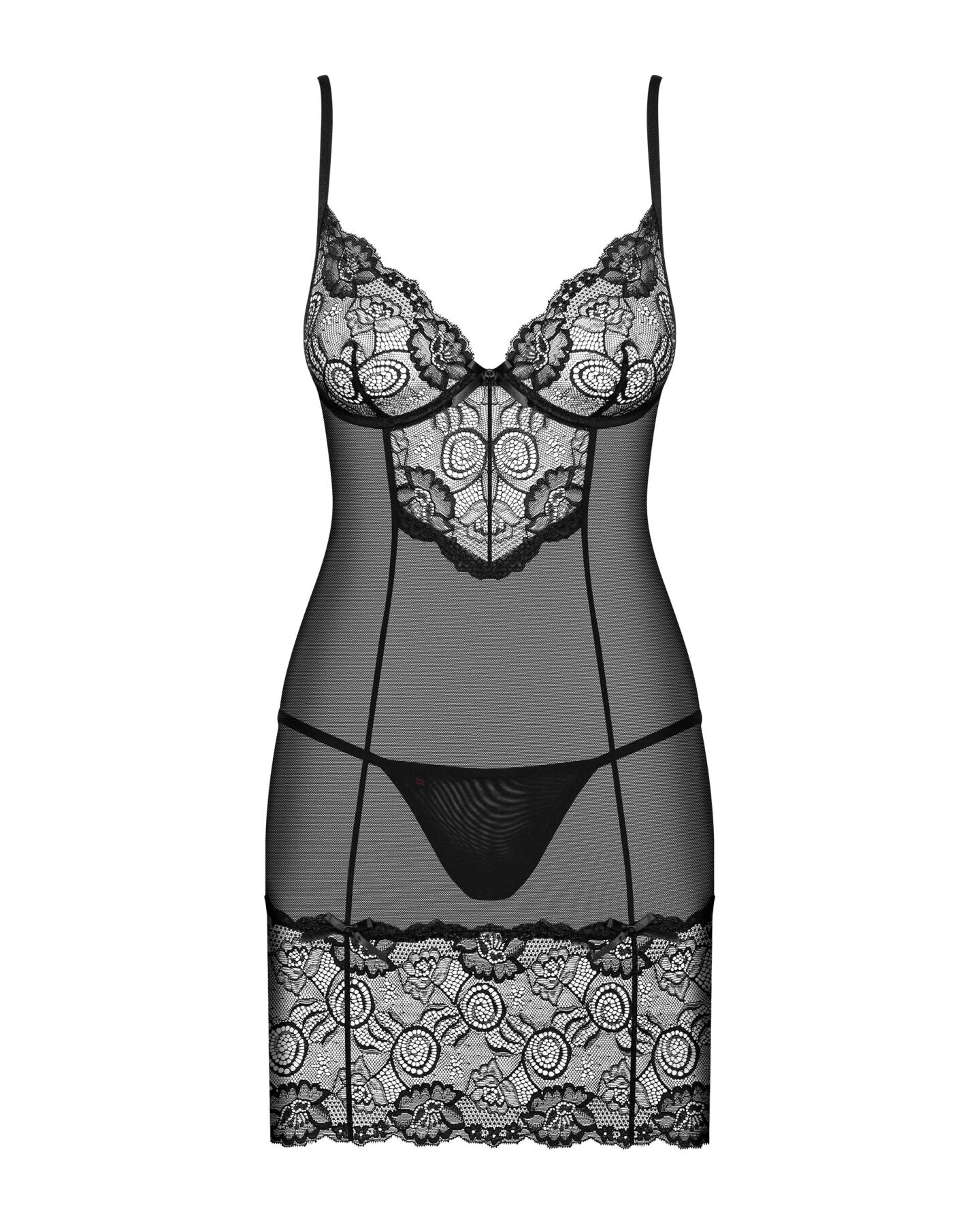 (SALE) Сорочка Obsessive Alluria chemise & thong S/M