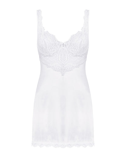 Сорочка Obsessive Amor Blanco underwire chemise & thong white S/M