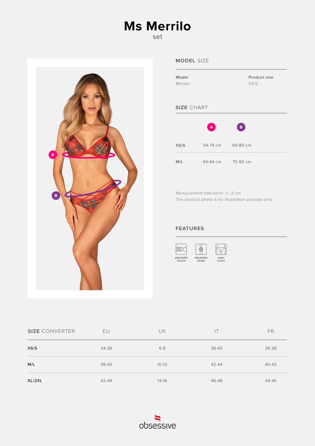 Комплект Obsessive Ms Merrilo 2-pcs set XS/S