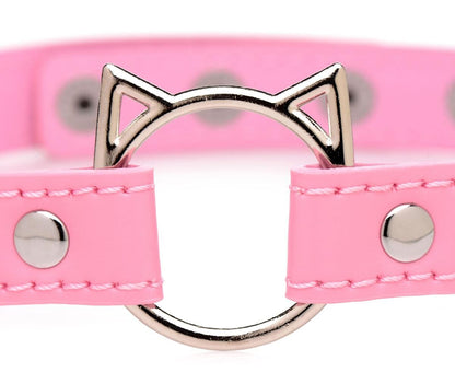 Чокер Master Series Kinky Kitty Ring Slim Choker - Pink