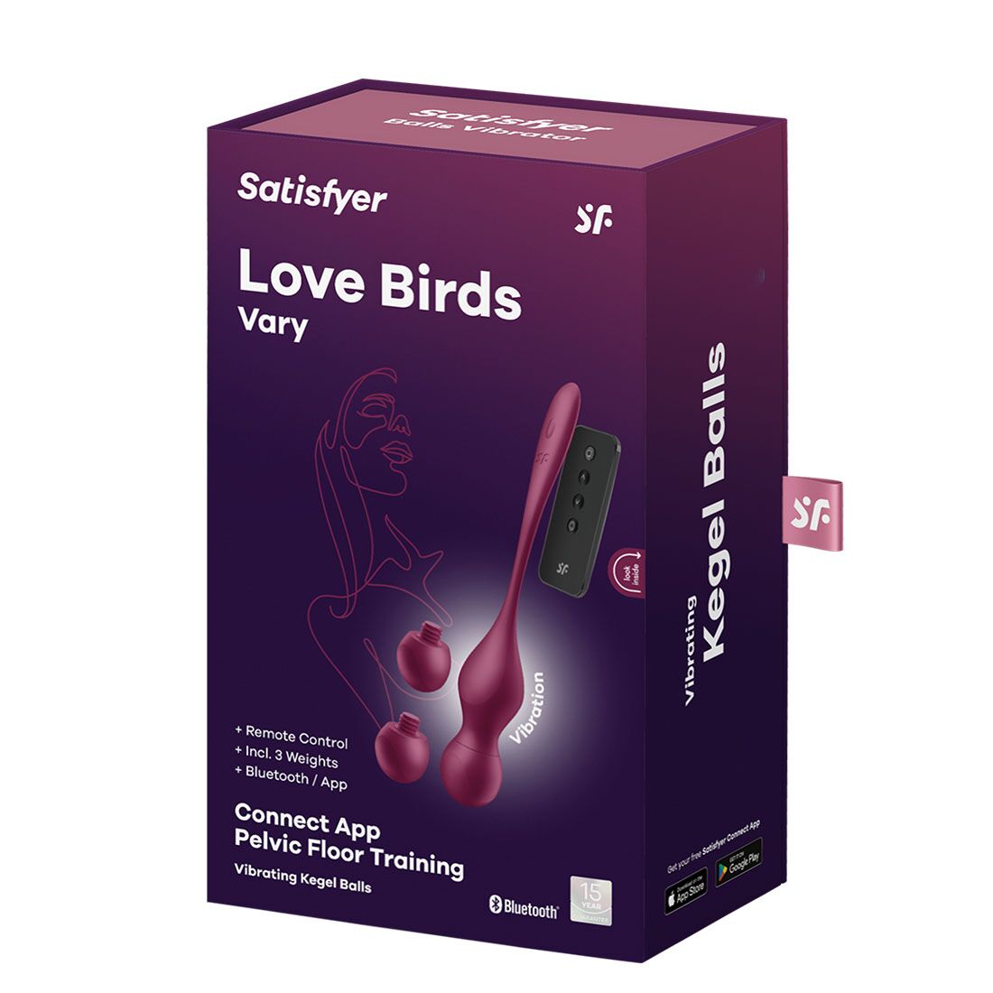 Смарт-вагінальні кульки з вібрацією Satisfyer Love Birds Vary Connect App, змінювана маса, пульт ДК