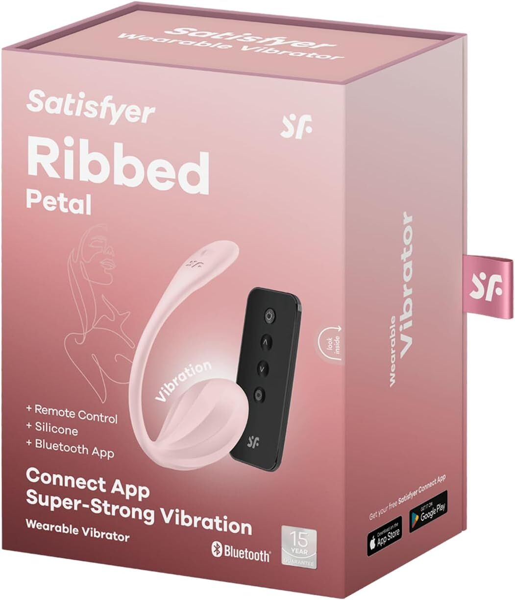 Смарт-віброяйце Satisfyer Ribbed Petal Connect App Rose, керування зі смартфона, пульт ДК