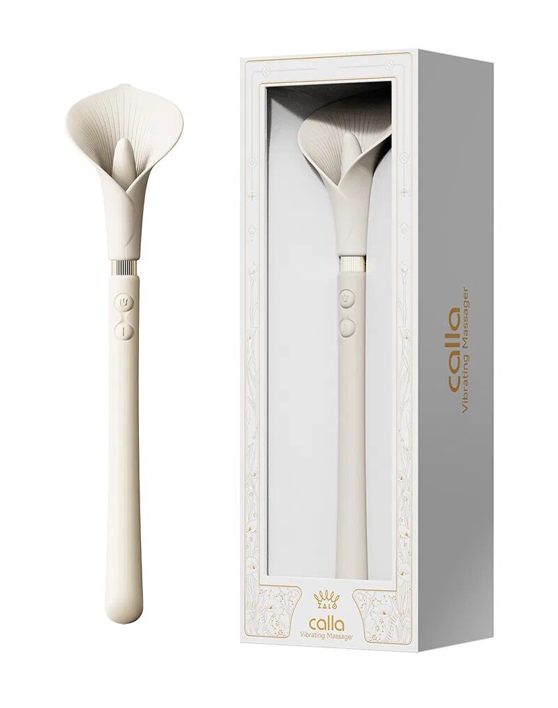 Розкішний вібромасажер Zalo – Calla Ivory White, двосторонній, 2 мотори