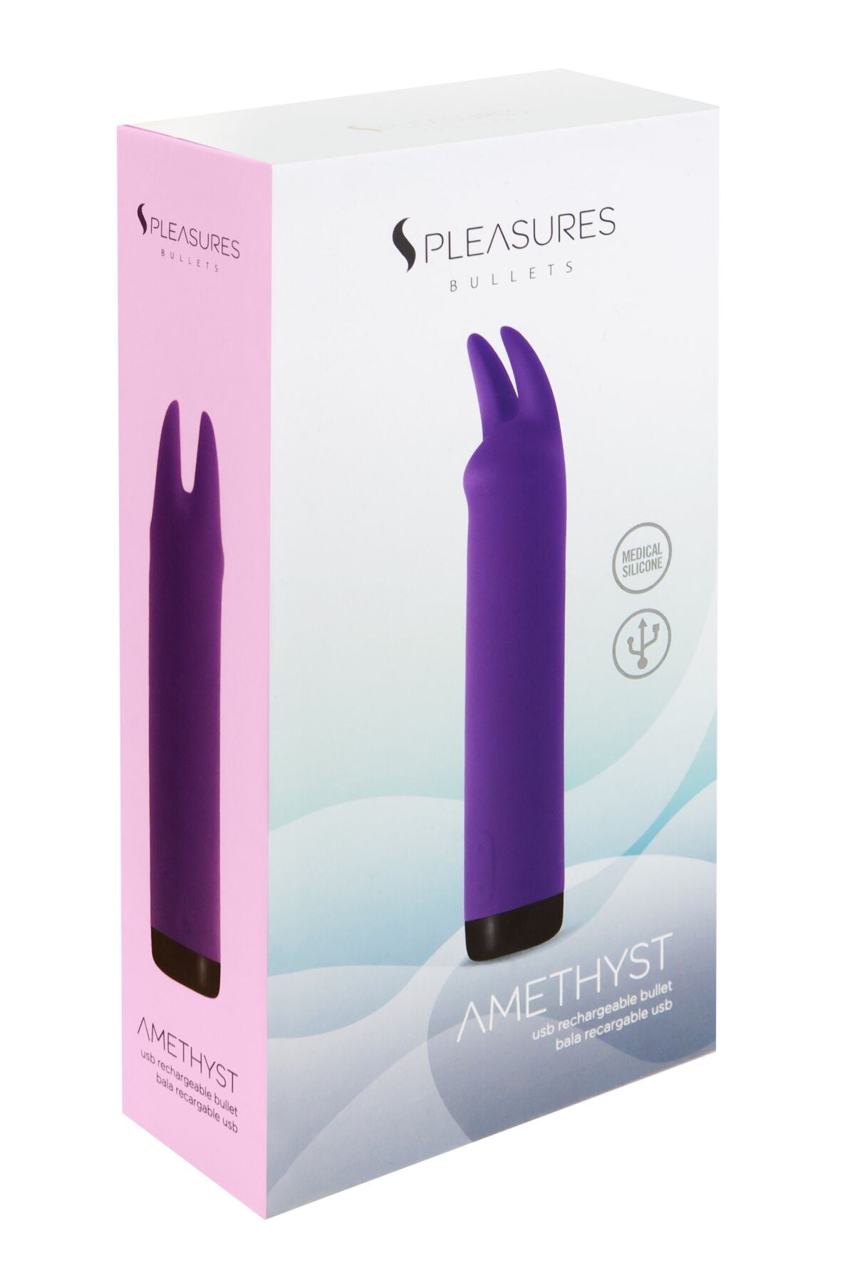 Вібратор S Pleasures Bullets Amethyst, фіолетовий, з двома відростками, 10 режимів, діаметр 2,8 см