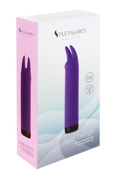 Вібратор S Pleasures Bullets Amethyst, фіолетовий, з двома відростками, 10 режимів, діаметр 2,8 см