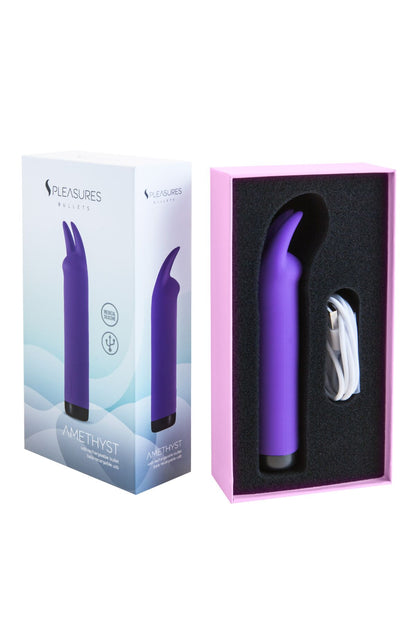 Вібратор S Pleasures Bullets Amethyst, фіолетовий, з двома відростками, 10 режимів, діаметр 2,8 см