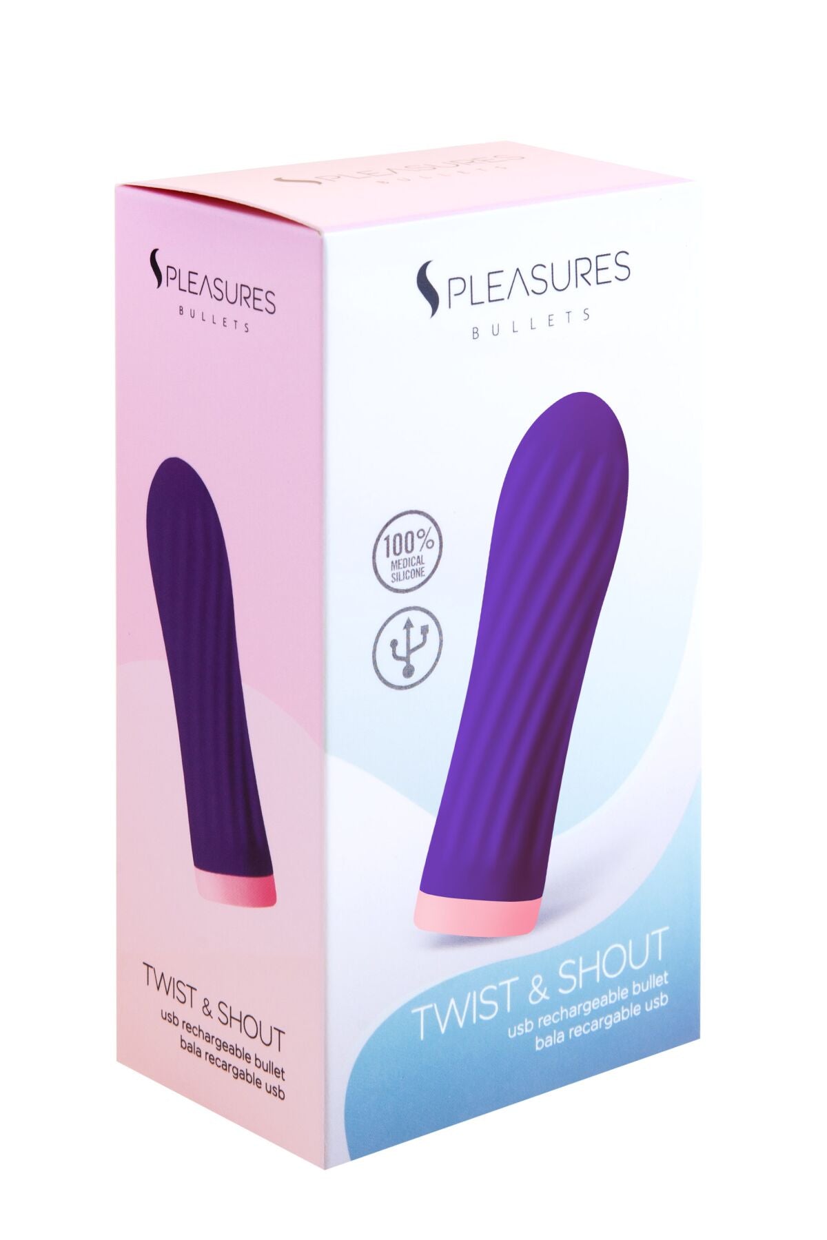 Віброкуля S Pleasures Bullets Twist & Shout Purple, фіолетова, ребриста поверхня, 10 режимів